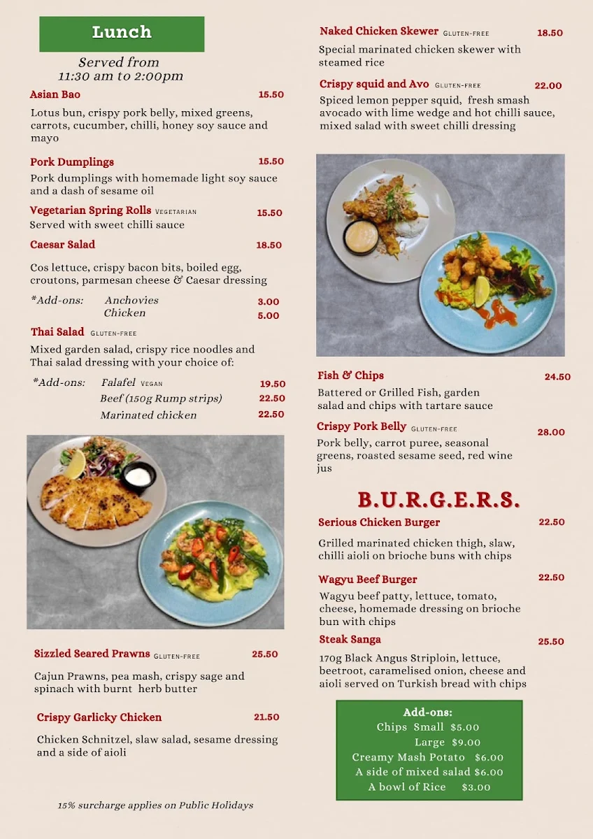 Menu, GPO Bar & Cafe