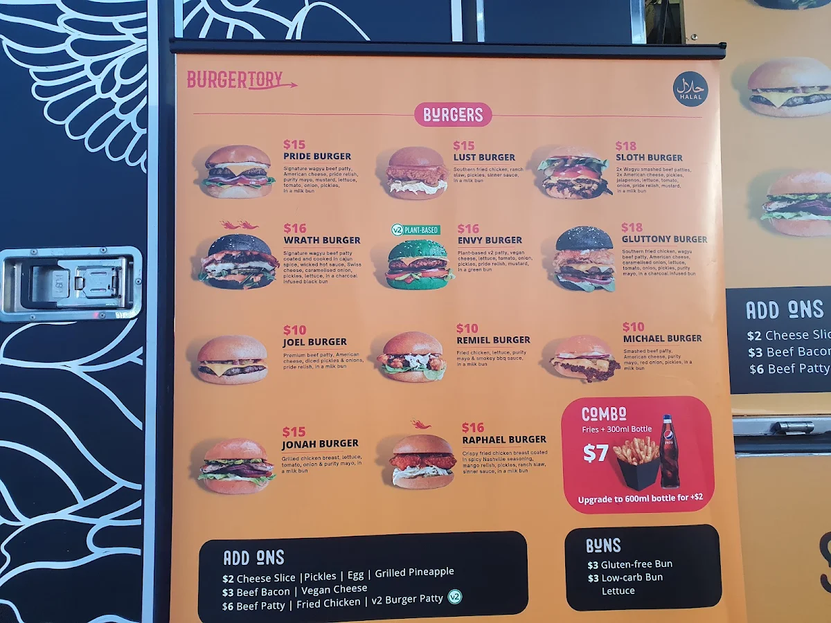 Menu, Burgertory (Yagoona)