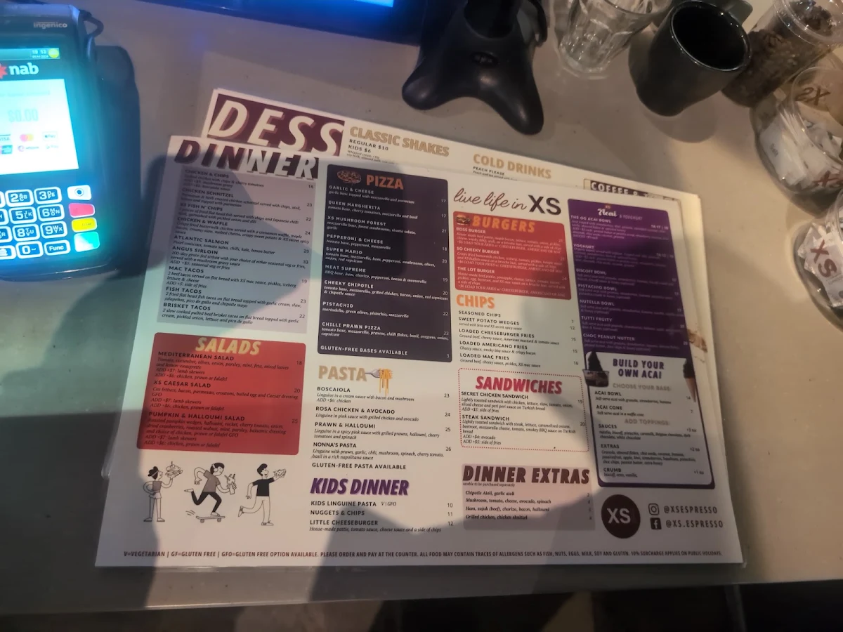 Menu, XS Espresso Gregory Hills