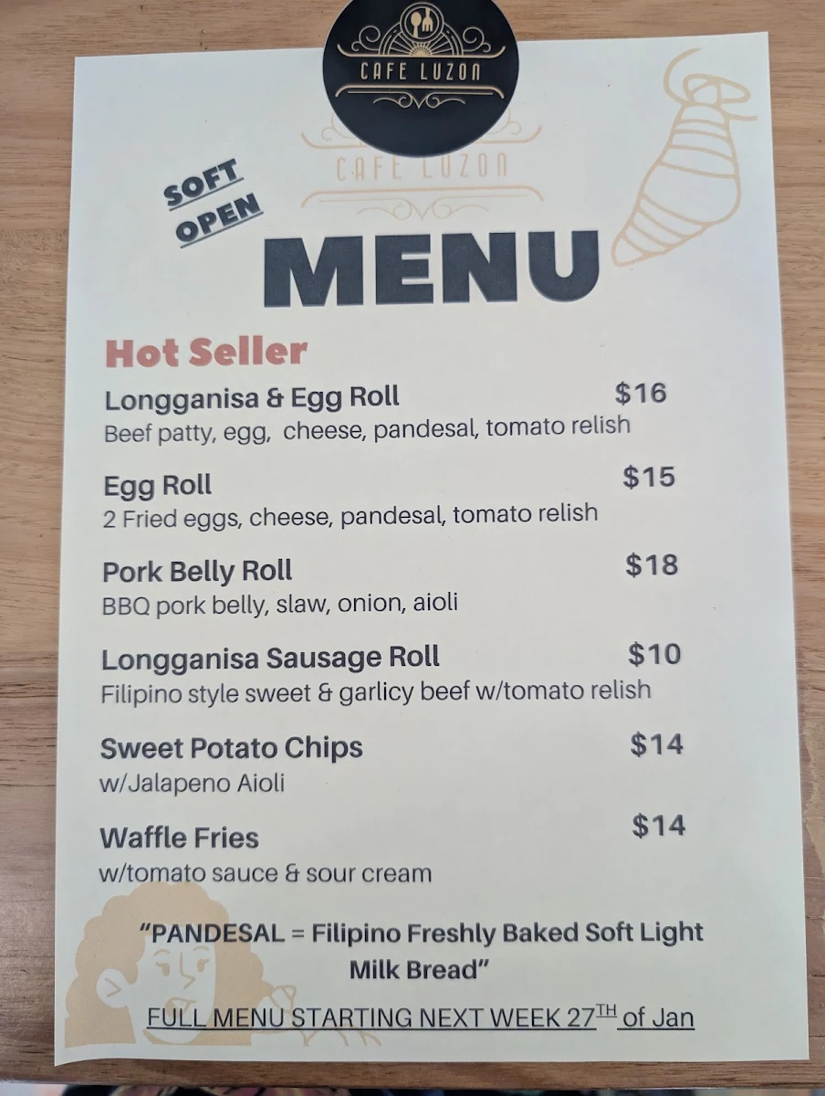 Menu, CAFÉ LUZON