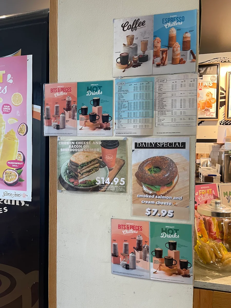 Menu, Gloria Jean's Haymarket