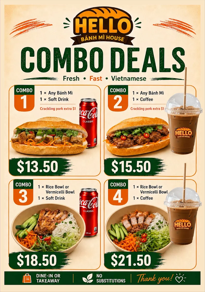 Menu, Hello Banh Mi House
