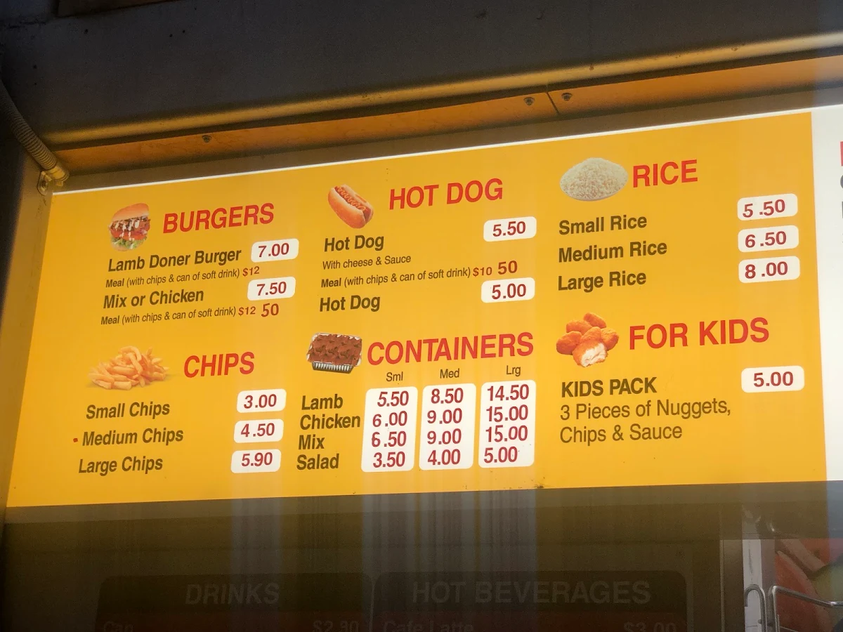 Menu, Hallam Emrem Kebabs