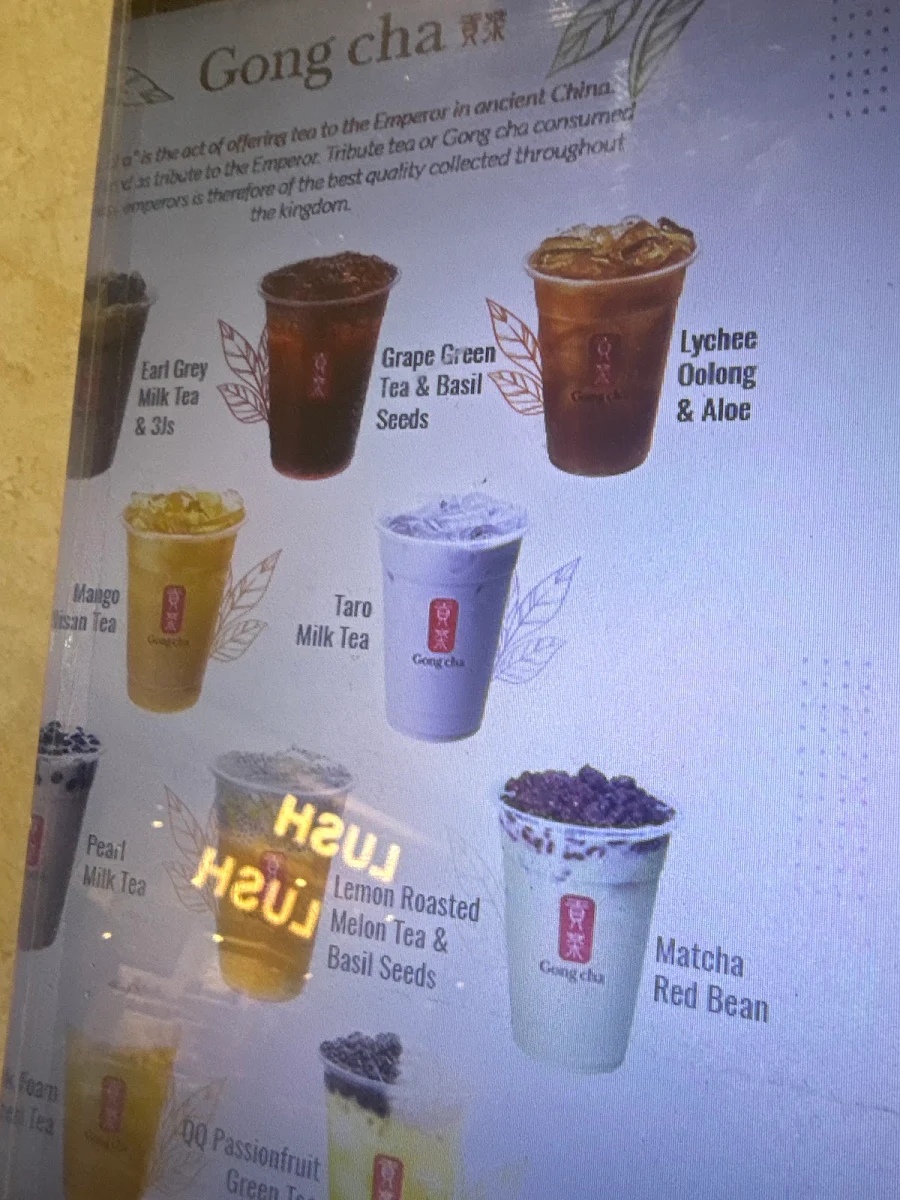 Menu, Gong cha | Westfield Parramatta