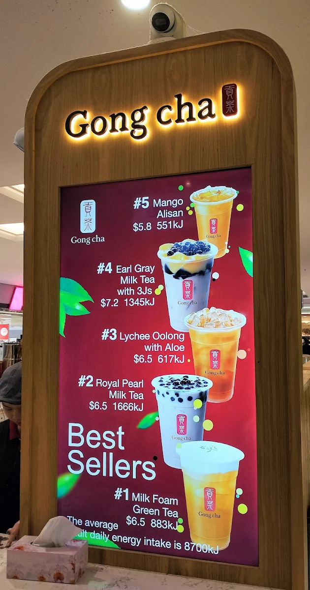 Menu, Gong cha | Westfield Parramatta