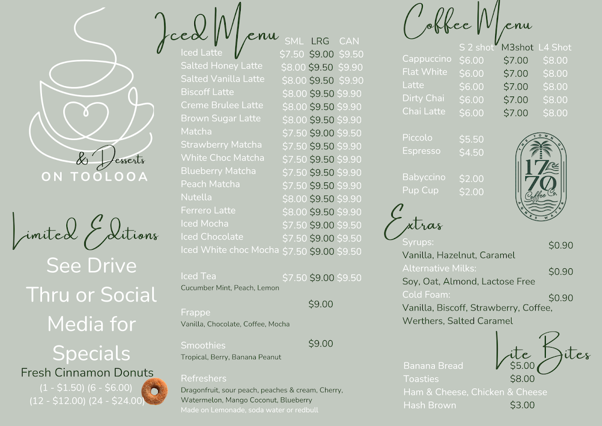 Menu, Coffee & Dessert on Toolooa (Drive Thru)