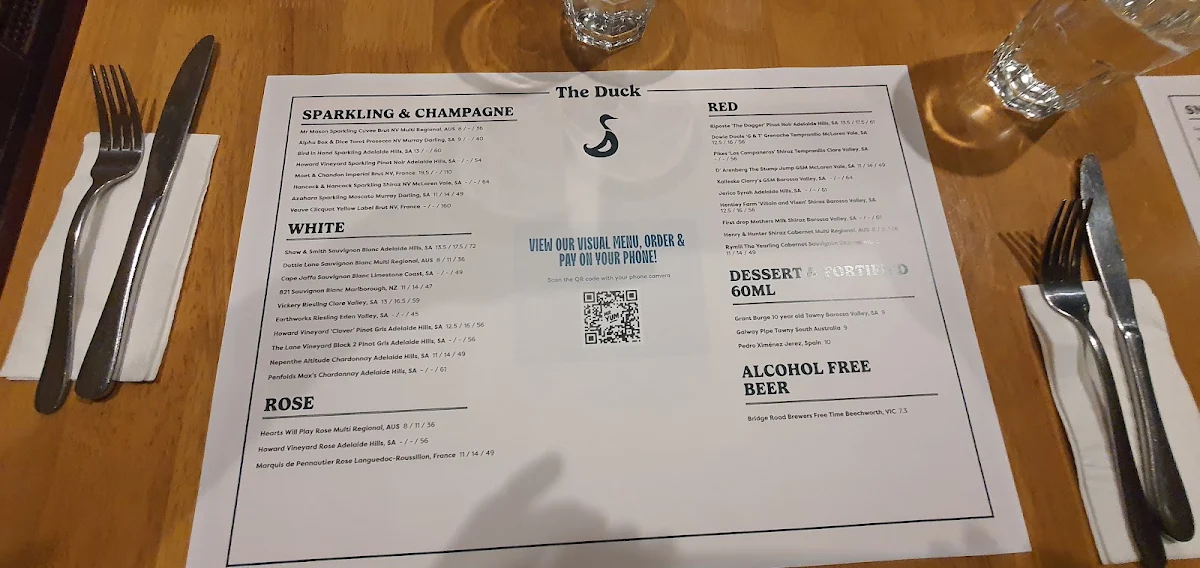 Menu, The Duck