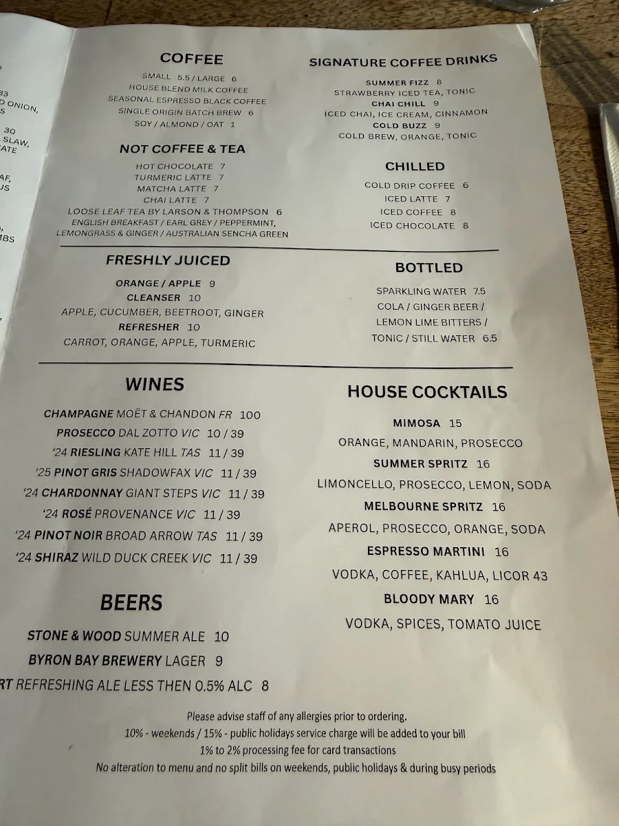 Menu, Grain Store