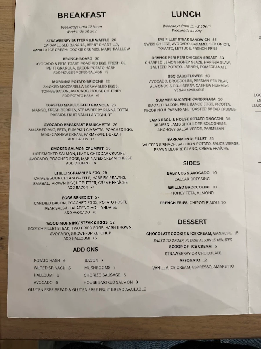 Menu, Grain Store
