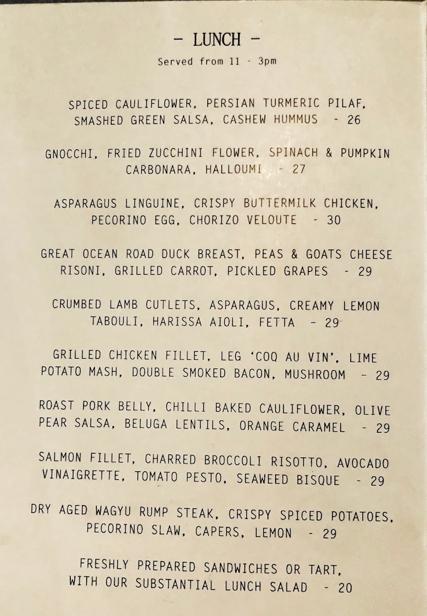 Menu, Grain Store