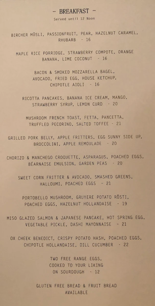 Menu, Grain Store