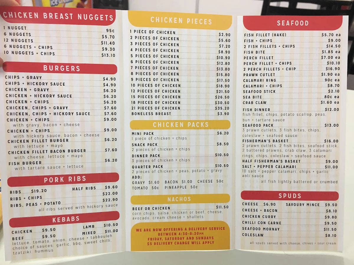 Menu, Fiesta Fried Chicken