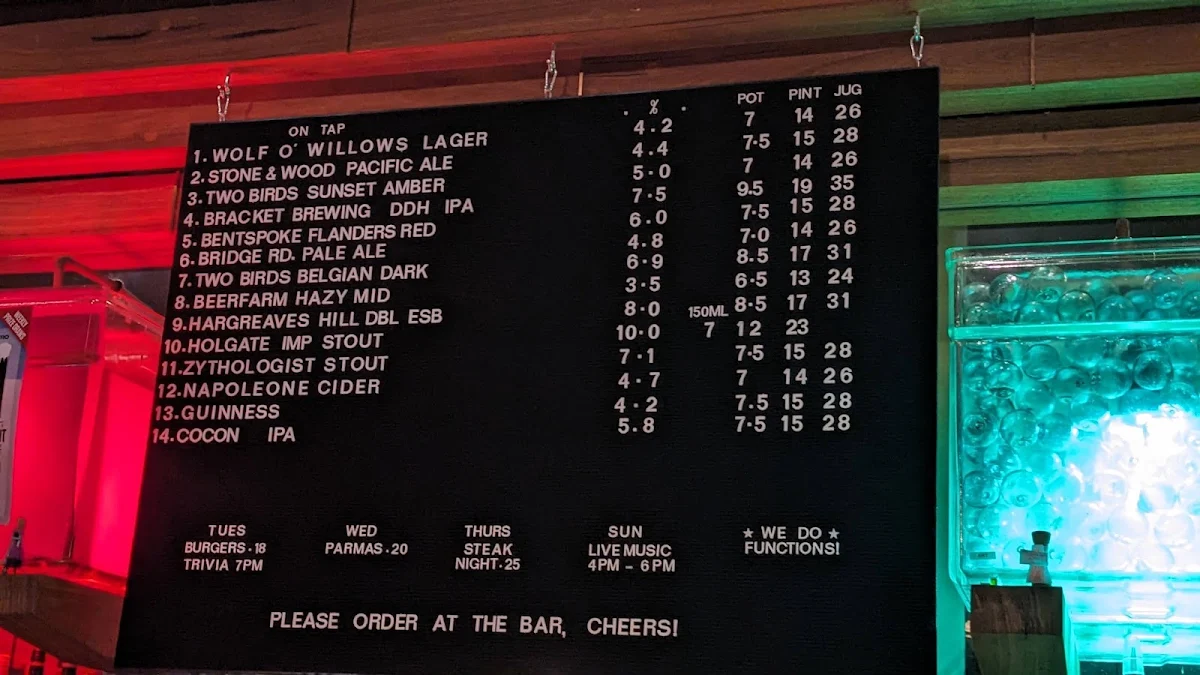Menu, The Woodlands Hotel