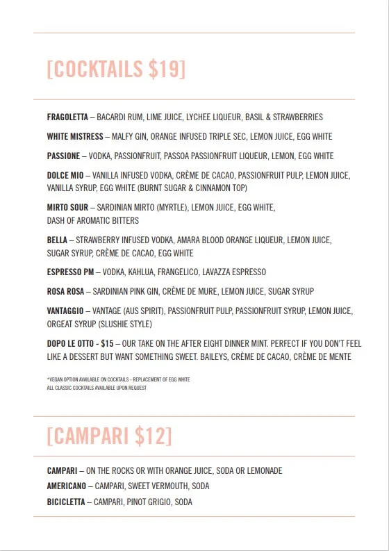Menu, Postmistress Eatery