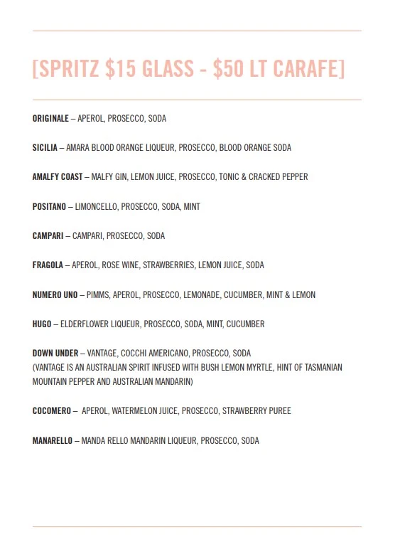 Menu, Postmistress Eatery