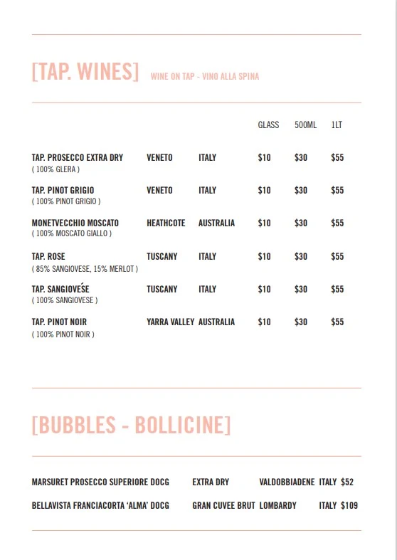 Menu, Postmistress Eatery