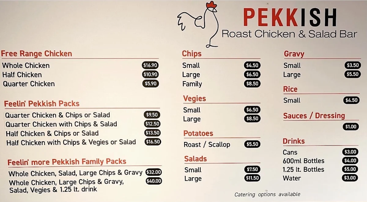Menu, Pekkish Roast Chicken & Salad Bar