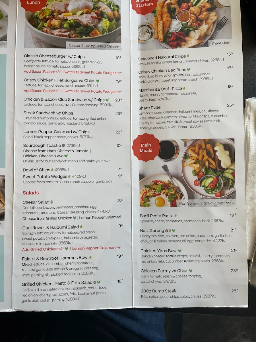 Menu, The Coffee Club - Norwest Business Park