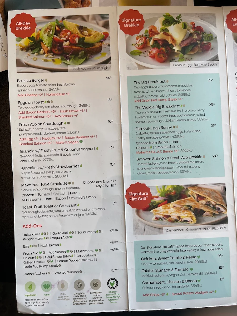 Menu, The Coffee Club - Norwest Business Park