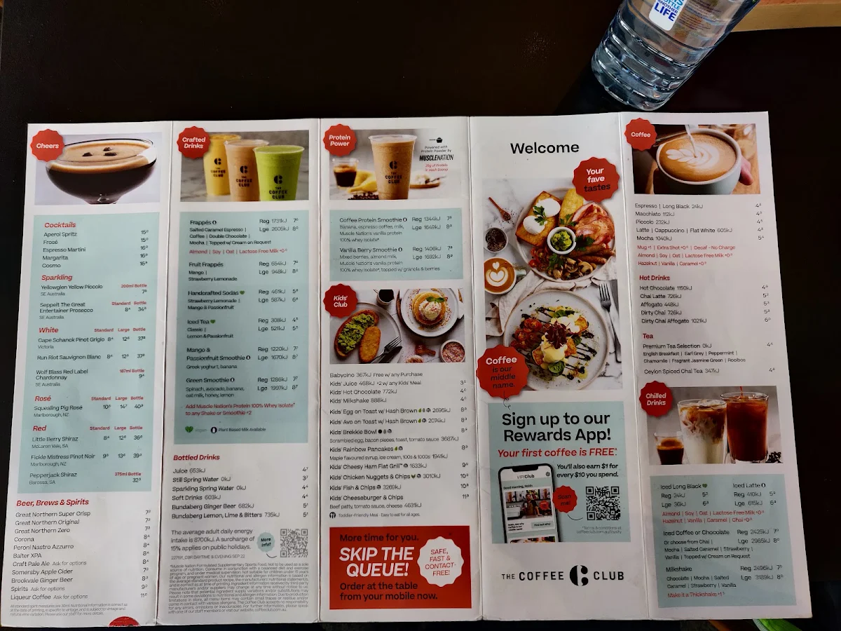 Menu, The Coffee Club - Norwest Business Park