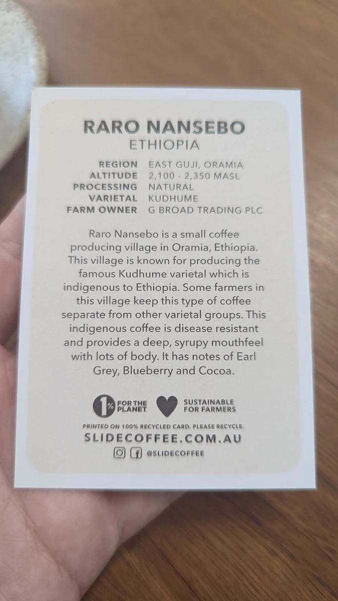 Menu, Slide Coffee Roasters
