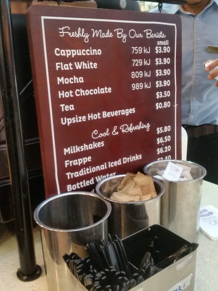 Menu, Muffin Break Southland (Level 2)