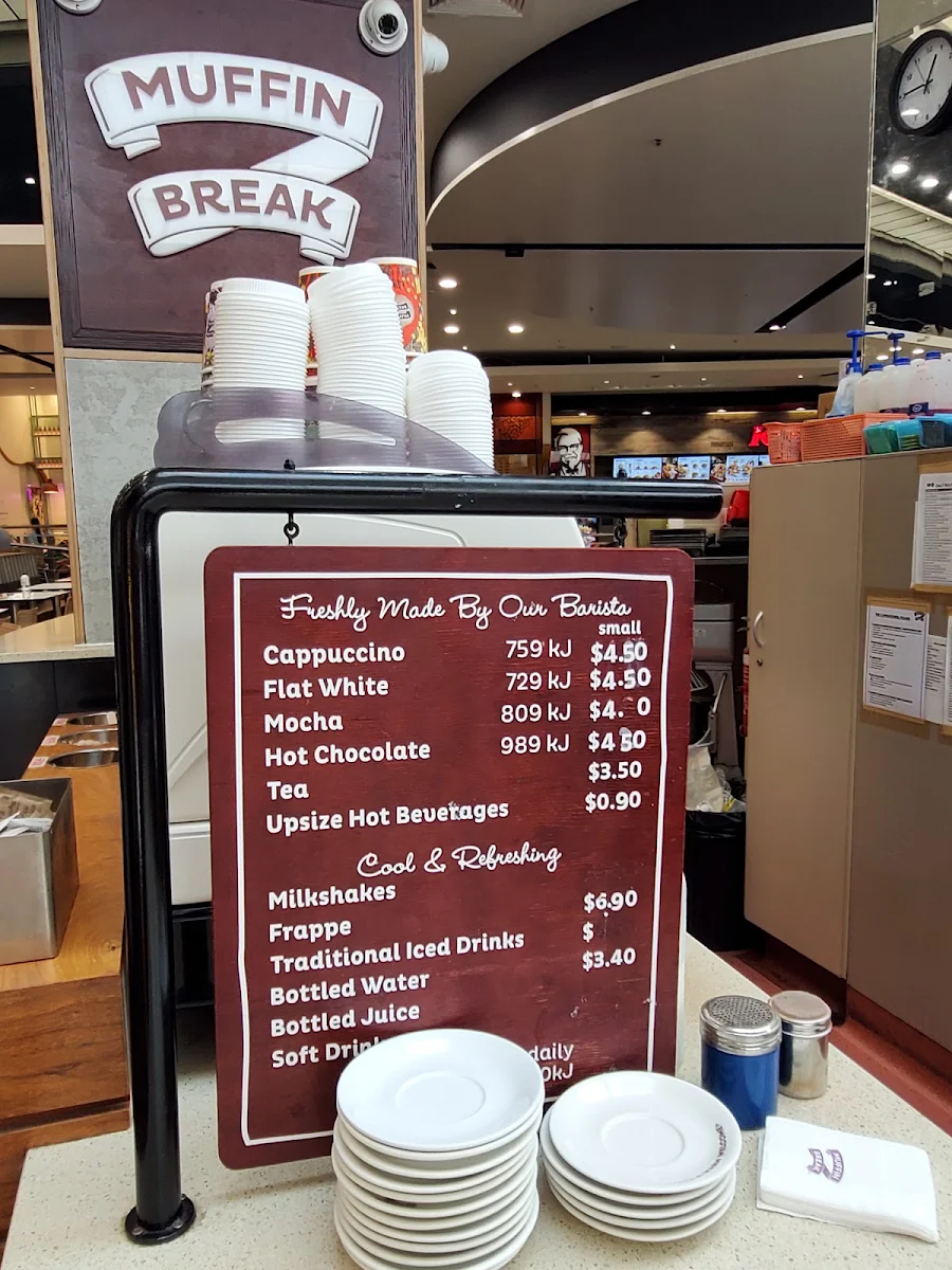 Menu, Muffin Break Southland (Level 2)