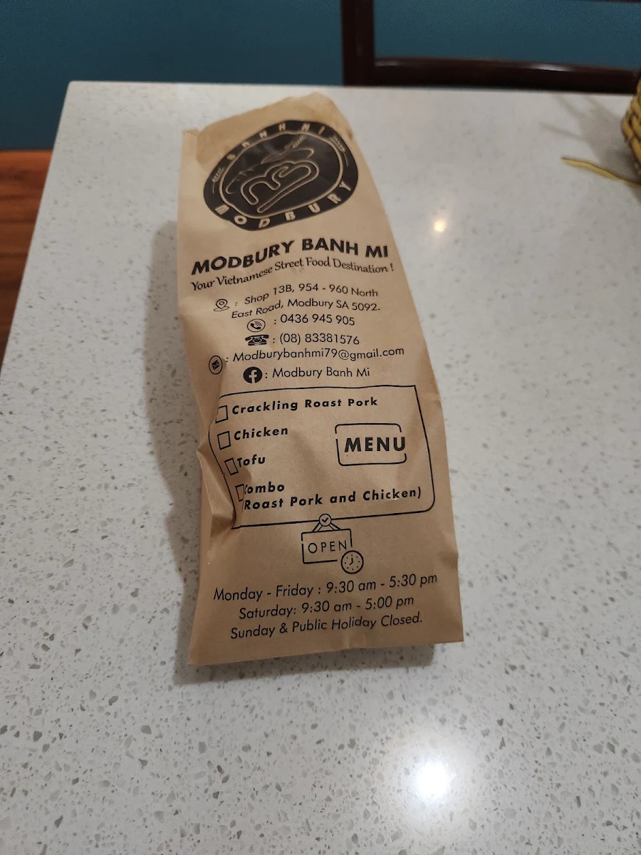 Menu, MODBURY BANH MI