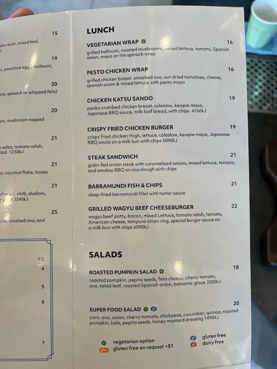 Menu, Leaf Café Clemton Park