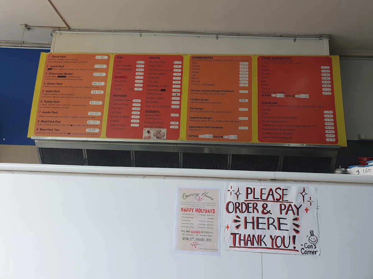 Menu, Preston Fish Bar