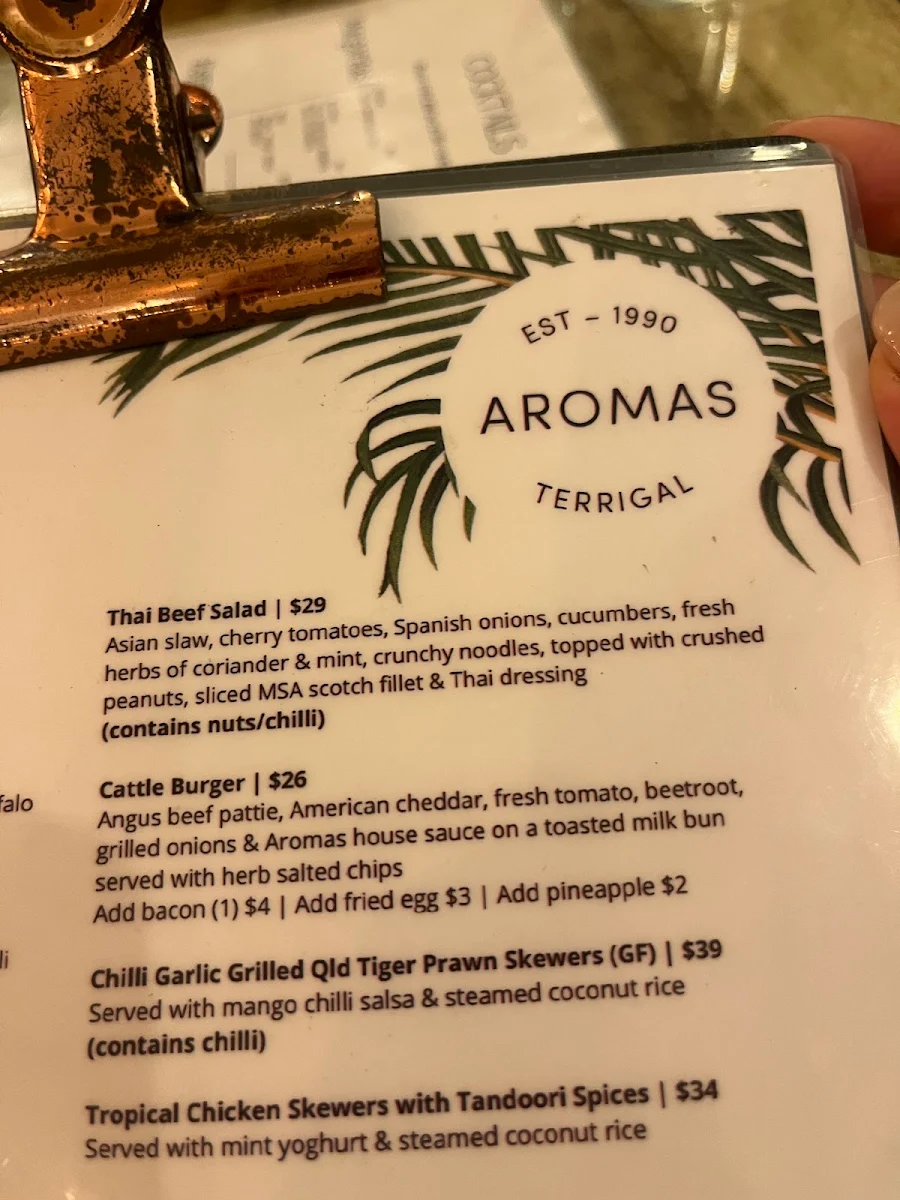 Menu, Aromas On Sea