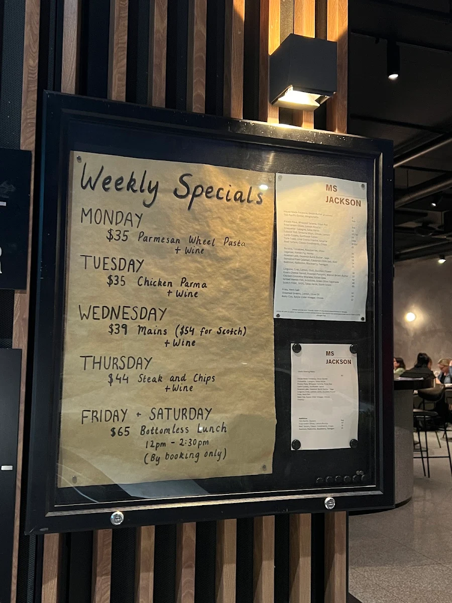 Menu, Ms Jackson Restaurant & Bar