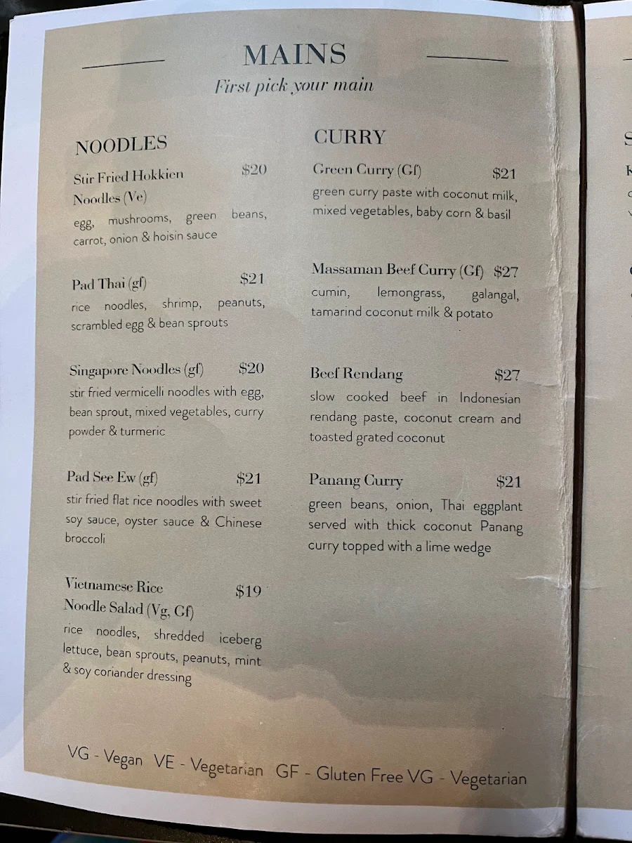 Menu, Artasian