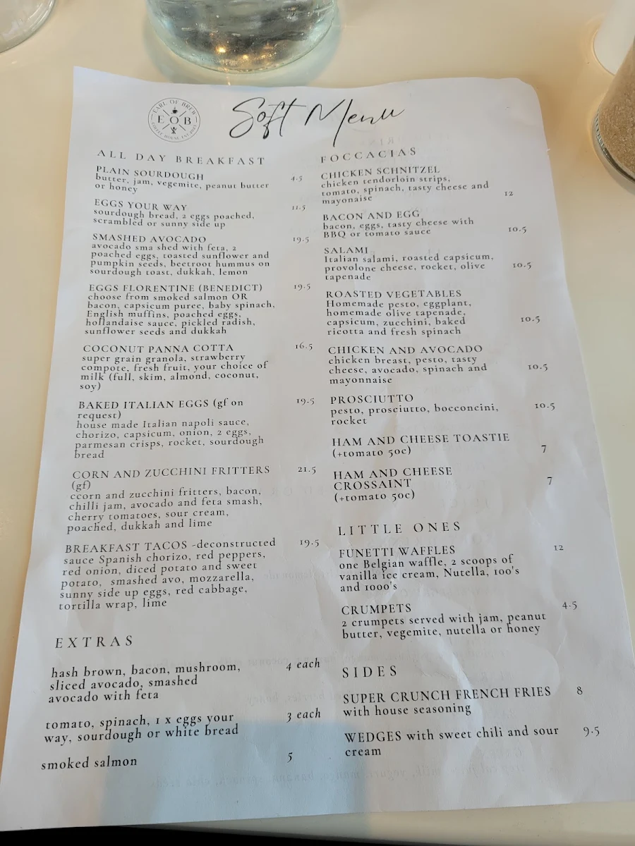 Menu, Earl of Brew