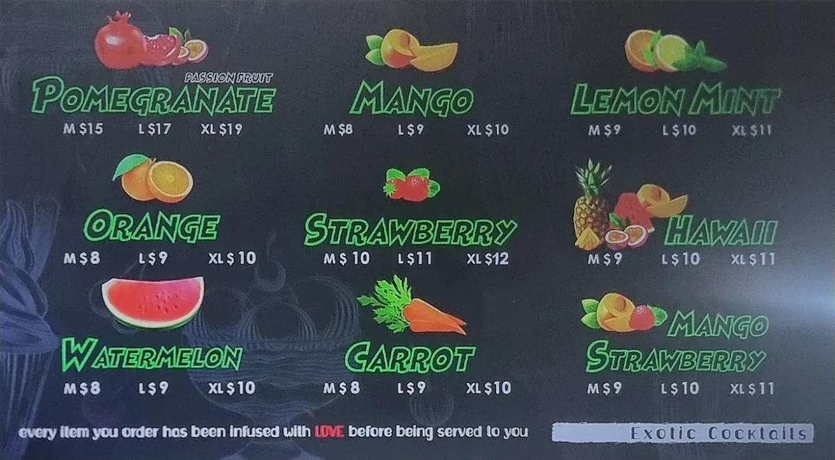 Menu, EXOTIC COCKTAILS