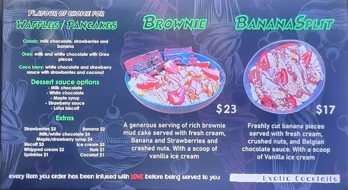 Menu, EXOTIC COCKTAILS
