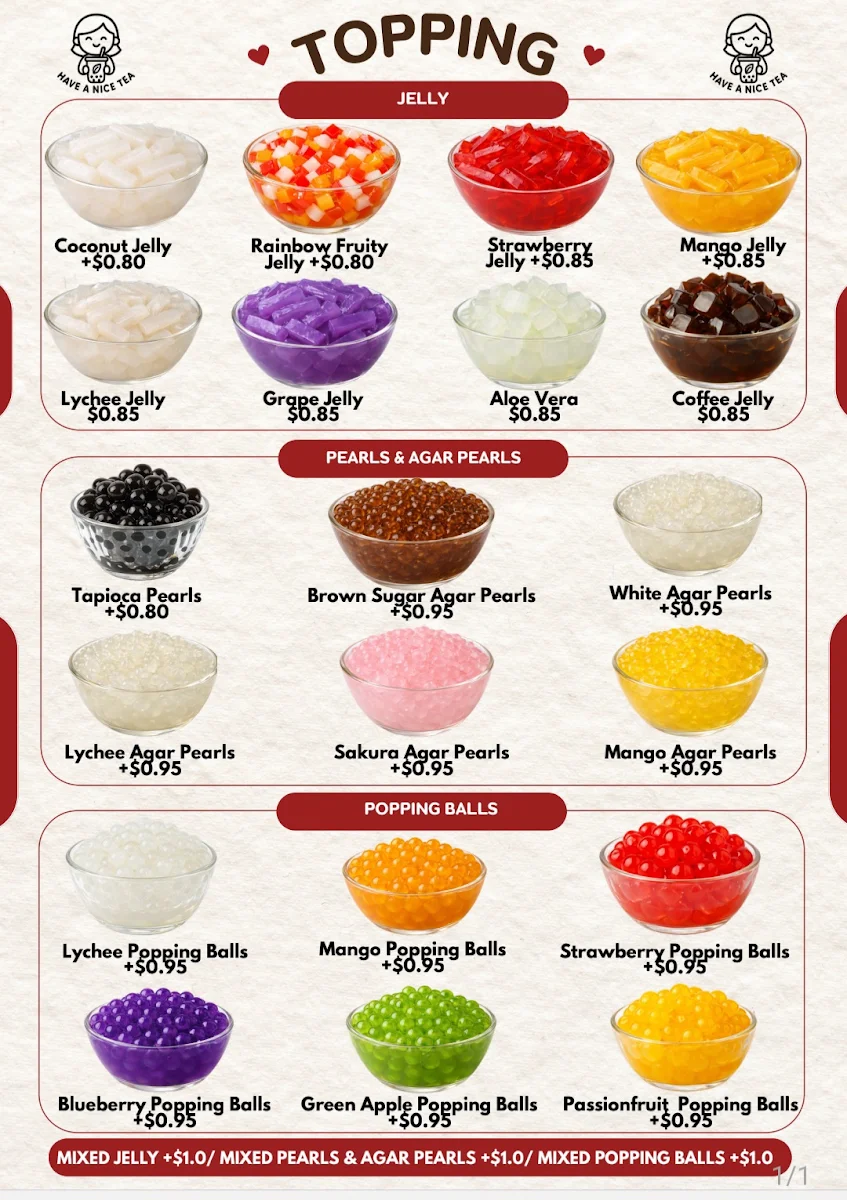 Menu, HAVE A NICE TEA