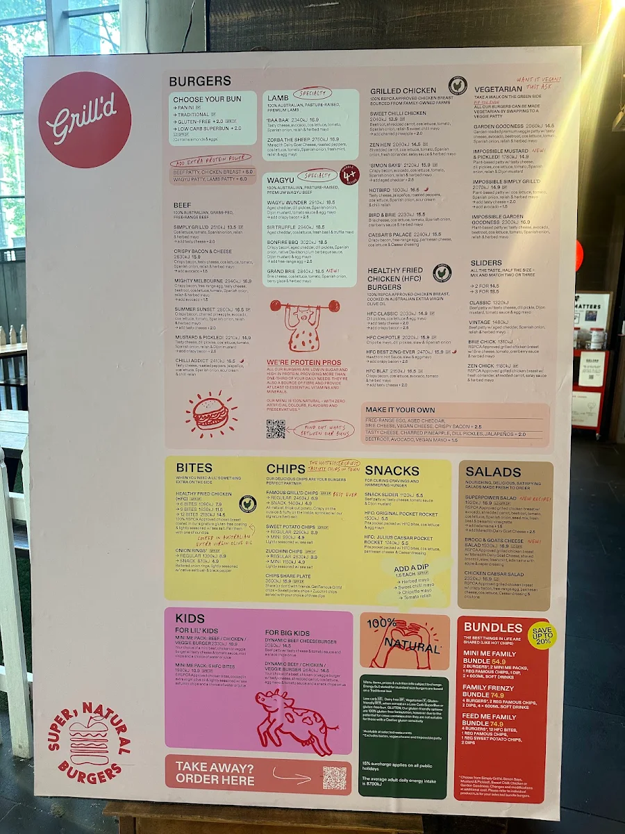 Menu, Grill'd Burgers - Southern Cross