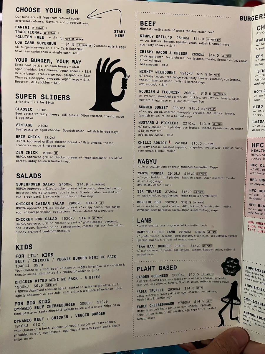 Menu, Grill'd Burgers - Southern Cross