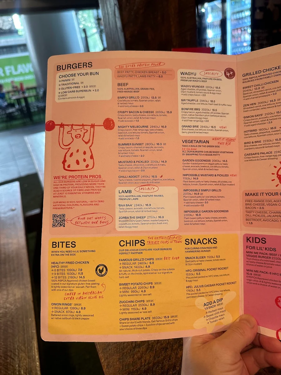 Menu, Grill'd Burgers - Southern Cross