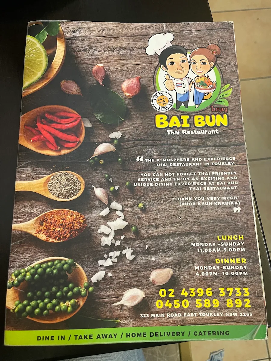Menu, B&B Catering