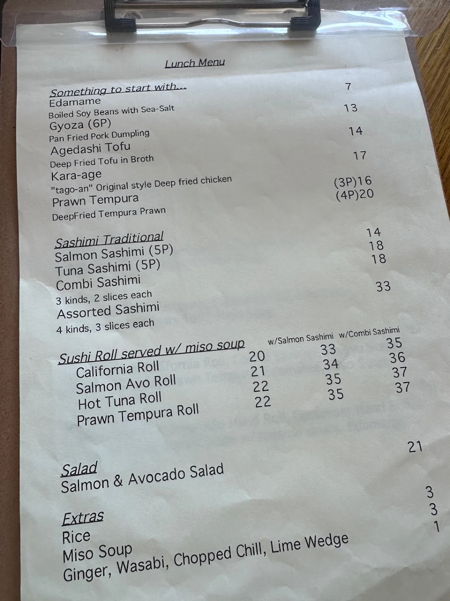 Menu, Tago-an