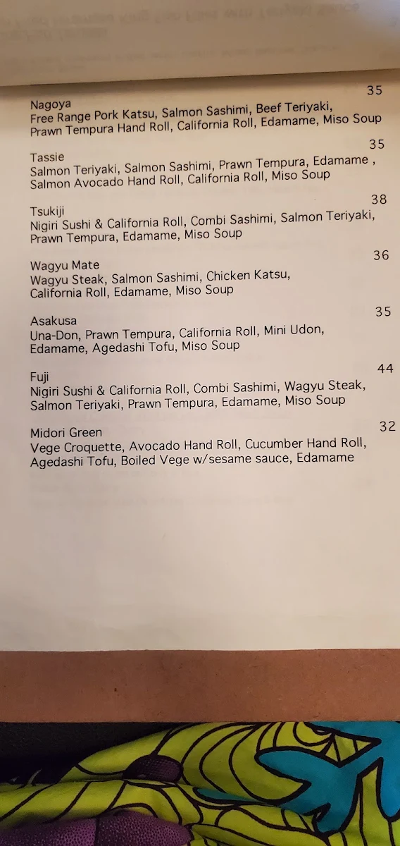 Menu, Tago-an