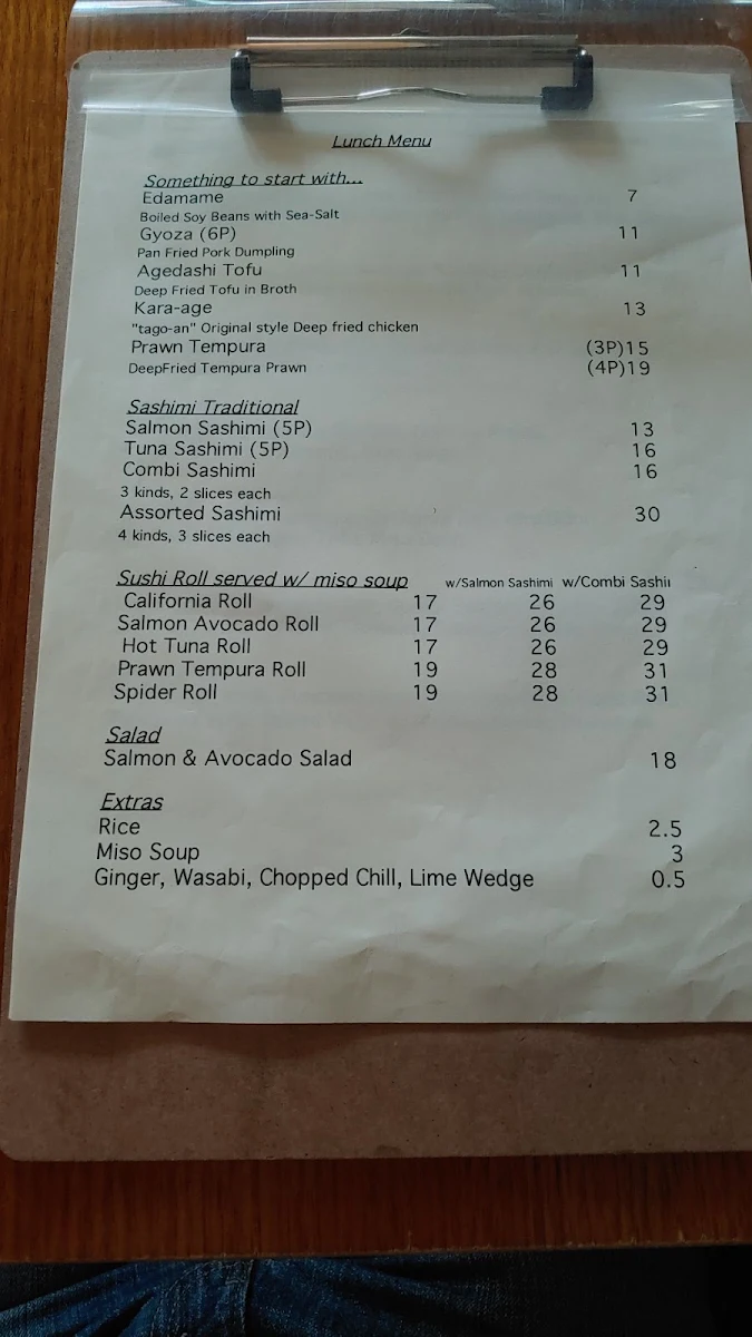 Menu, Tago-an