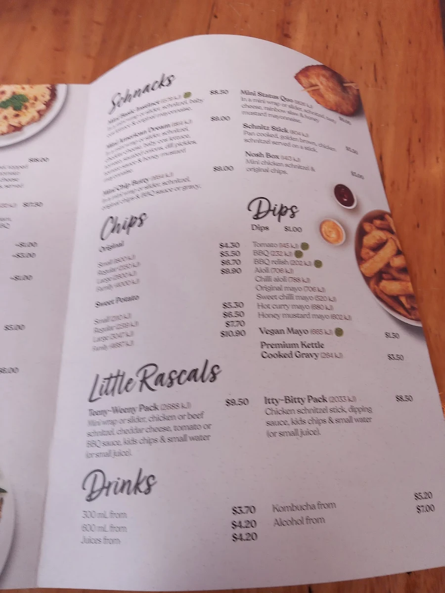 Menu, Schnitz Orion Springfield