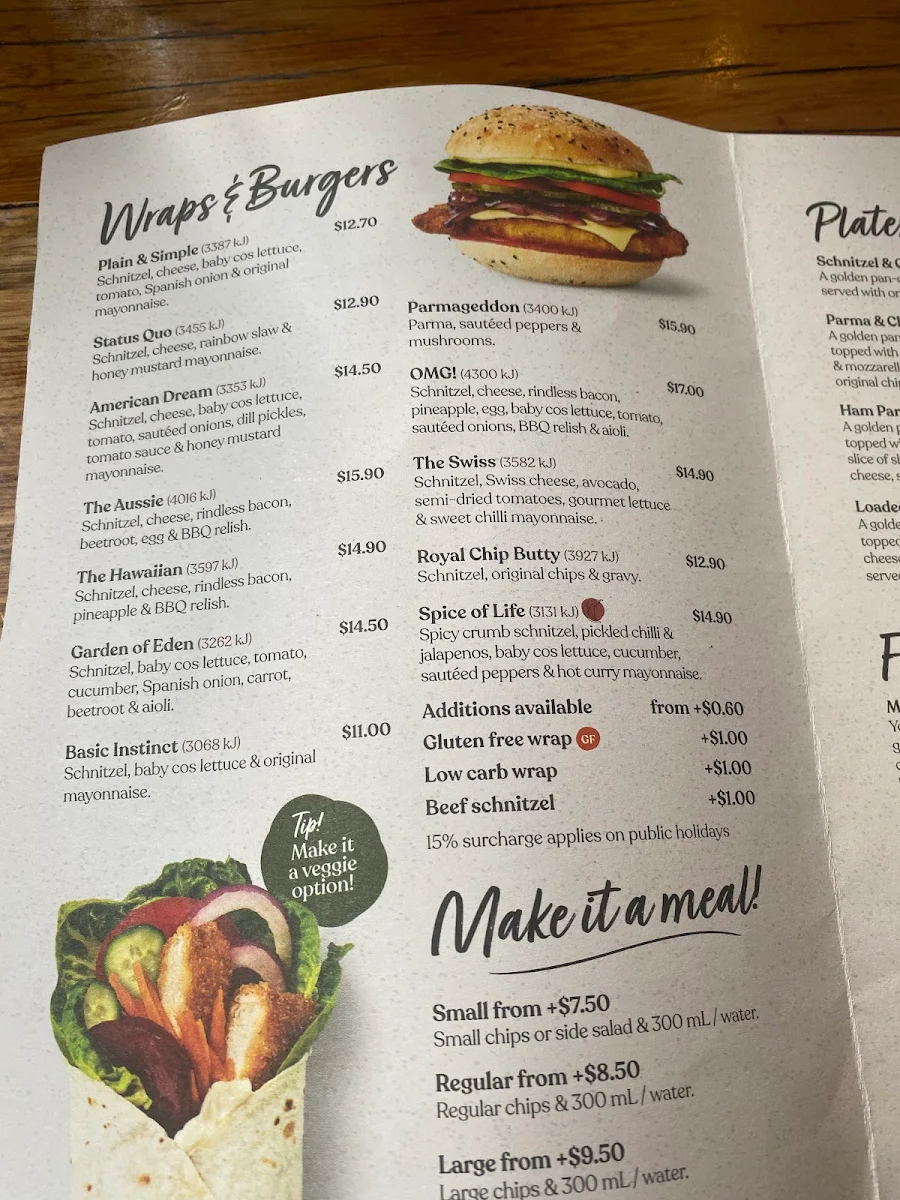 Menu, Schnitz Orion Springfield