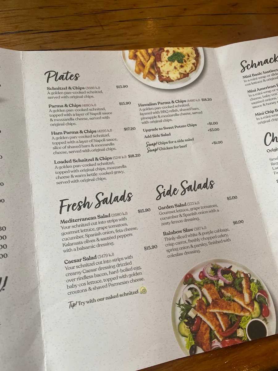 Menu, Schnitz Orion Springfield