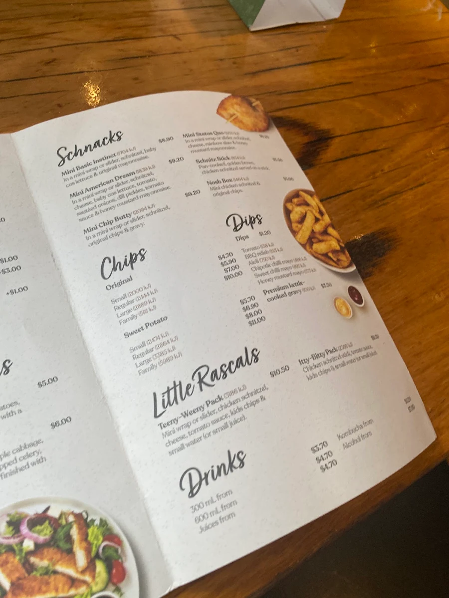 Menu, Schnitz Orion Springfield