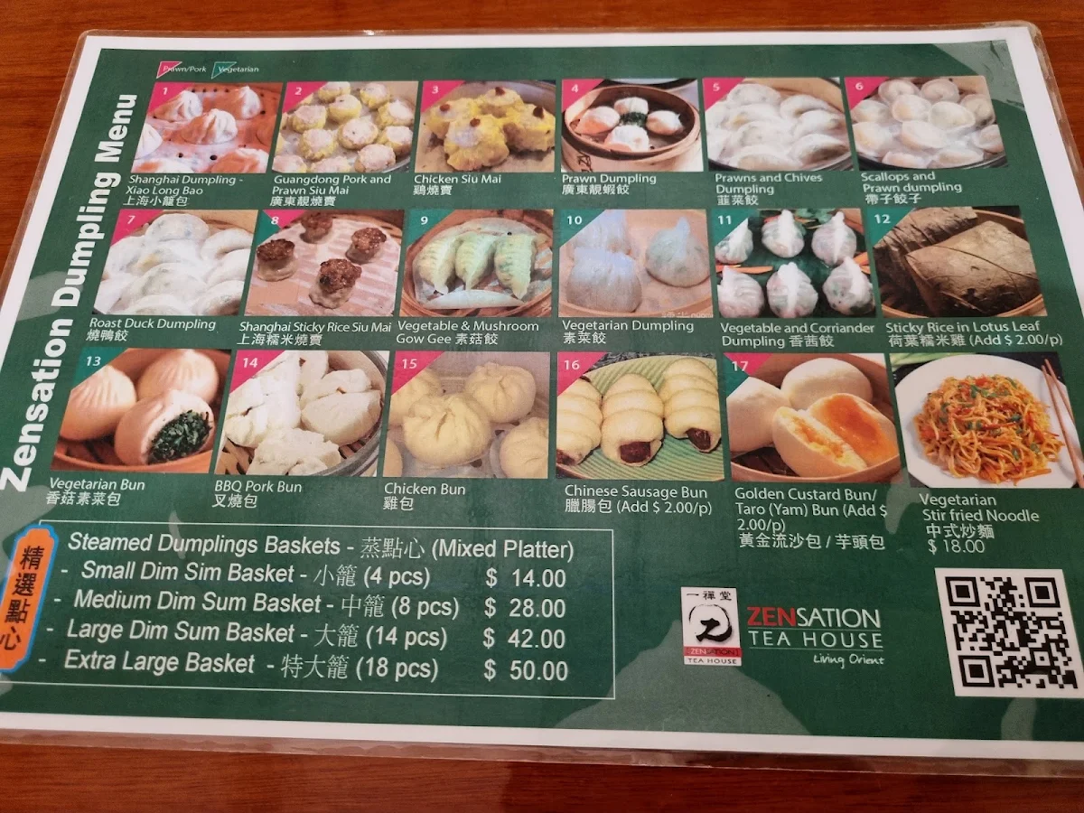 Menu, Zensation Tea House
