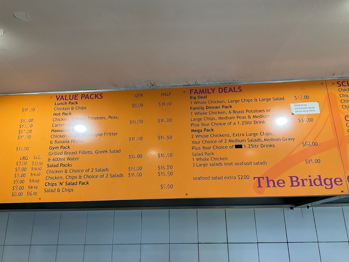 Menu, The Bridge Charcoal Chicken